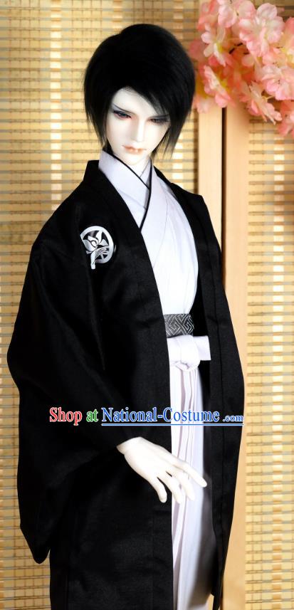 Traditional Asian Japan Costume Japanese Prince Kimono Black Clothing for Men