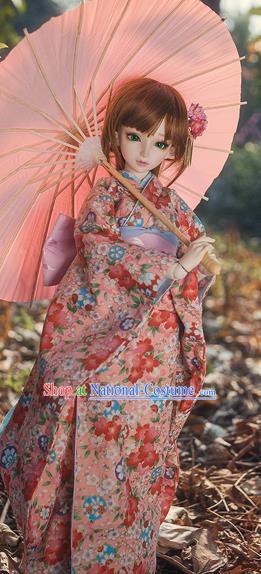 Traditional Asian Japan Costume Japanese Courtesan Iromuji Kimono Pink Kimono Clothing for Women