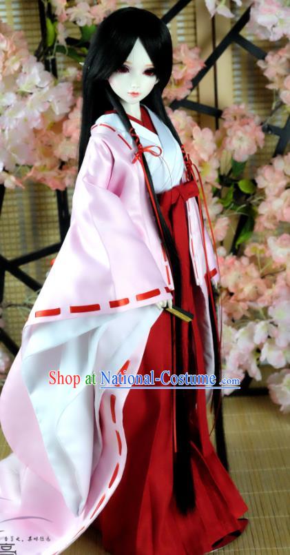 Traditional Asian Japan Costume Japanese Witch Iromuji Kimono Pink Vibration Sleeve Kimono Clothing for Women