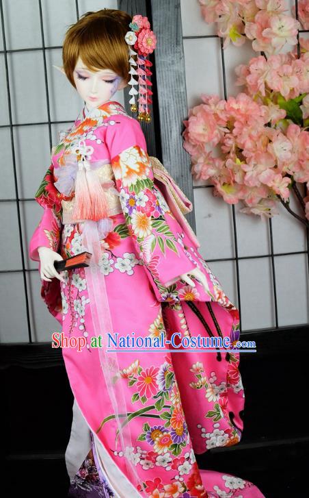 Traditional Asian Japan Costume Japanese Iromuji Kimonos Clothing Pink Sakura Kimono for Women