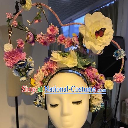 Top Grade Handmade Hair Accessories Flowers Hair Crown Halloween Stage Performance Catwalks Headwear for Women