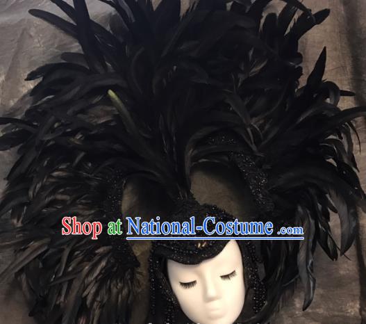 Top Grade Handmade Hair Accessories Feather Headdress Halloween Stage Performance Catwalks Headwear for Women