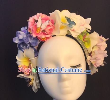 Top Grade Hair Accessories Halloween Stage Performance Pink Flowers Hair Clasp Headwear for Women