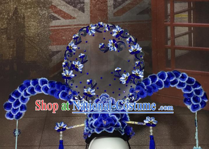 Top Grade Chinese Deluxe Hair Accessories Qing Dynasty Palace Headdress Halloween Stage Performance Headwear for Women