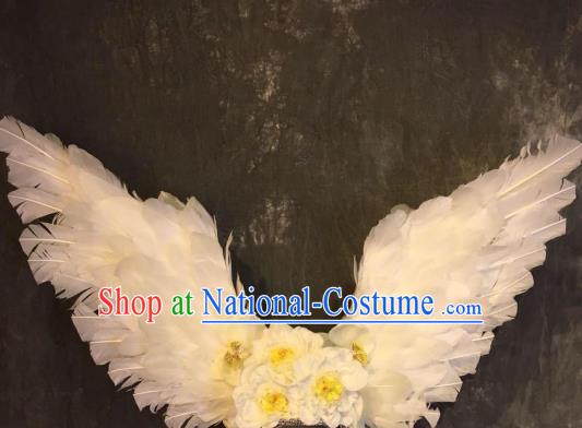 Top Grade White Feather Deluxe Hair Accessories Headdress Halloween Stage Performance Headwear for Women