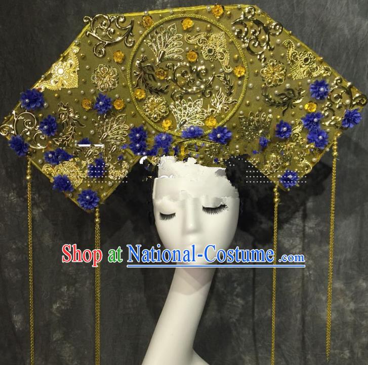 Top Grade Golden Deluxe Hair Accessories China Style Headdress Halloween Stage Performance Headwear for Women