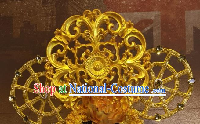 Top Grade China Hair Accessories Golden Phoenix Coronet Stage Performance Ancient Palace Headdress for Women