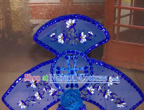 Top Grade China Hair Accessories Blue Phoenix Coronet Stage Performance Ancient Palace Headdress for Women