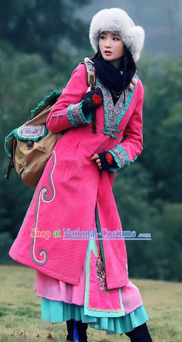 Traditional China National Costume Chinese Tang Suit Pink Dust Coats for Women