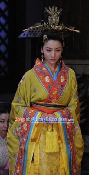 Traditional China Warring States Period Wu State Queen Embroidered Replica Costume for Women