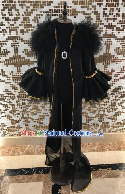 Top Grade Children Stage Performance Costume Catwalks Black Clothing for Kids