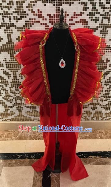 Top Grade Children Stage Performance Costume Catwalks Red Clothing for Kids