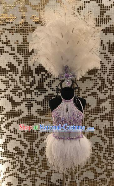 Top Grade Children Stage Performance Costume Catwalks Bikini and Feather Headdress for Kids