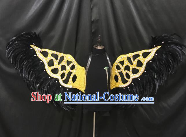 Top Grade Catwalks Props Brazilian Carnival Samba Dance Black Feather Wings for Women