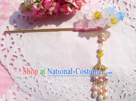 Traditional Chinese Ancient Hair Accessories Pearls Tassel Hairpins Hair Jewellery Hair Fascinators Headwear for Women