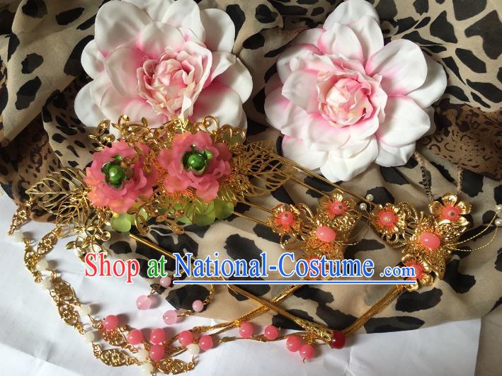 Traditional Chinese Ancient Hair Accessories Tassel Step Shake Hairpins Complete Set for Women