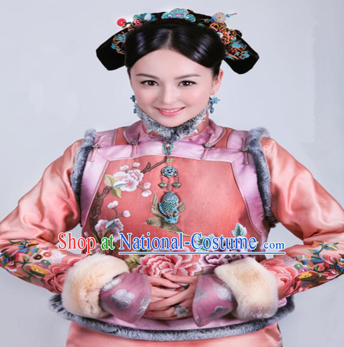 Ancient Chinese Qing Dynasty Manchu Imperial Princess Dress Royal Costumes Empress Clothing