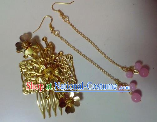 Traditional Chinese Ancient Jewellery Accessories Hair Comb and Earrings for Women