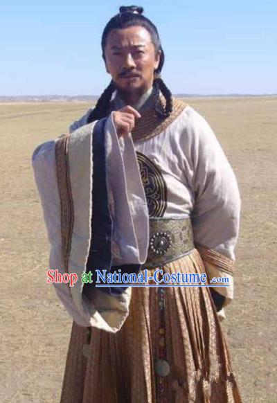 Ancient Chinese Yuan Dynasty Mongol Emperor Kublai Khan Replica Costumes for Men