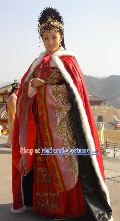 Traditional Chinese Ancient Han Dynasty Concubine Ming Wang Zhaojun Hanfu Dress Replica Costume for Women