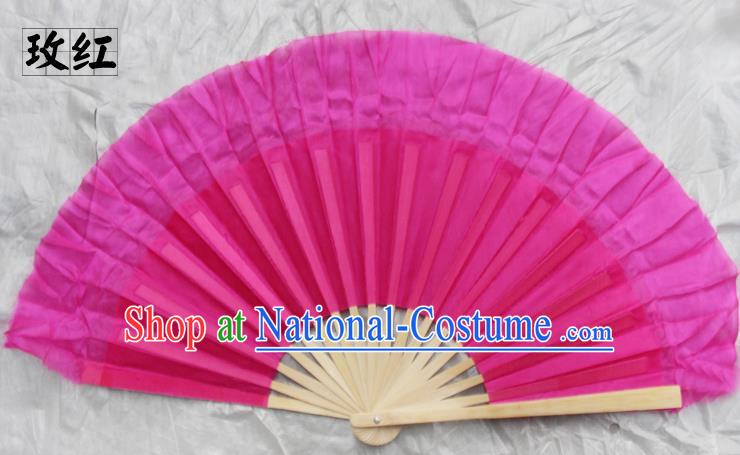 Top Grade Chinese Folk Dance Folding Fans Yangko Dance Rosy Silk Fan for Women