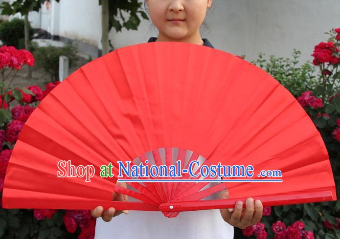 Chinese Handmade Folk Dance Folding Fans Yangko Dance Red Fan for Women