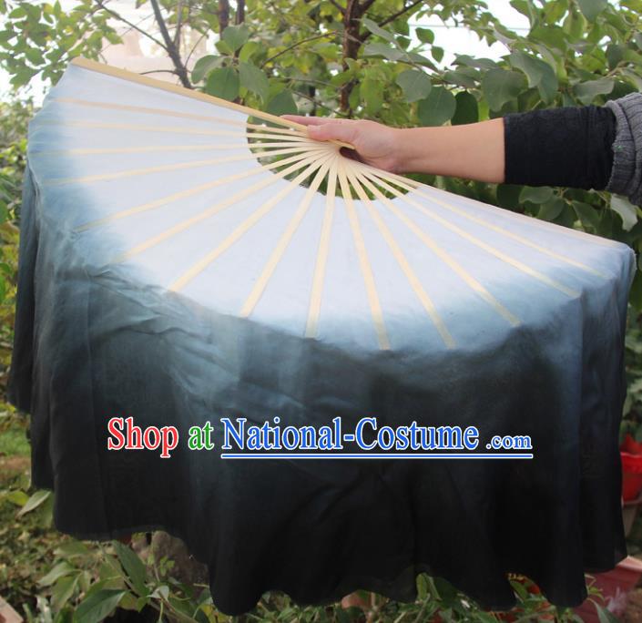 Chinese Handmade Folk Dance Ink Painting Folding Fans Yangko Dance Classical Dance Fans for Women