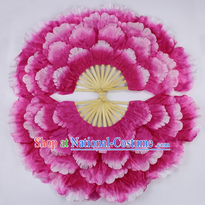 Chinese Handmade Folk Dance Folding Fans Yangko Dance Classical Dance Peony Fans for Women