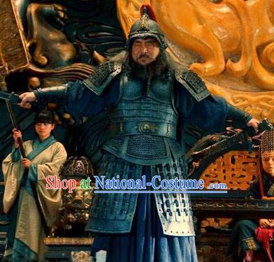 Ancient Chinese Han Dynasty General Gai Xun Replica Costume Helmet and Armour for Men