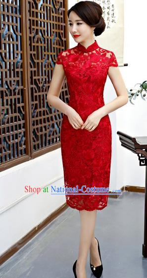 Traditional Ancient Chinese Young Women Cheongsam Dress Republic of China Tangsuit Stand Collar Blouse Dress Tang Suit Clothing