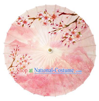 Chinese Handmade Paper Umbrella Folk Dance Printing Peach Blossom Oil-paper Umbrella Yangko Umbrella