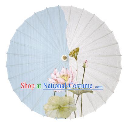 Chinese Handmade Painting Lotus Paper Umbrella Folk Dance Oil-paper Umbrella Yangko Umbrella