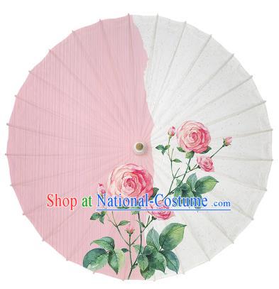 Chinese Handmade Paper Umbrella Folk Dance Painting Rose Oil-paper Umbrella Yangko Umbrella