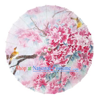 Chinese Handmade Paper Umbrella Folk Dance Hand Painting Peach Blossom Oil-paper Umbrella Yangko Umbrella