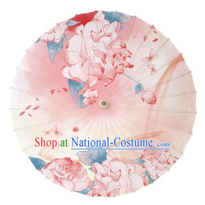 Chinese Handmade Paper Umbrella Folk Dance Printing Flowers Butterfly Oil-paper Umbrella Yangko Umbrella