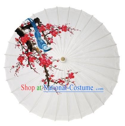 Chinese Handmade Paper Umbrella Folk Dance Printing Plum Blossom Magpie Oil-paper Umbrella Yangko Umbrella