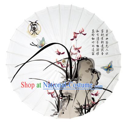 Chinese Traditional Paper Umbrella Folk Dance Handmade Painting Orchid Oil-paper Umbrella Yangko Umbrella