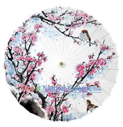 Chinese Traditional Paper Umbrella Folk Dance Handmade Ink Painting Plum Blossom Oil-paper Umbrella Yangko Umbrella