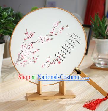 Chinese Traditional Round Fans Handmade Painting Plum Blossom Circular Fan China Ancient Palace Fans