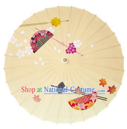 Chinese Traditional Paper Umbrella Folk Dance Handmade Painting Oriental Cherry Oil-paper Umbrella Kimono Umbrella