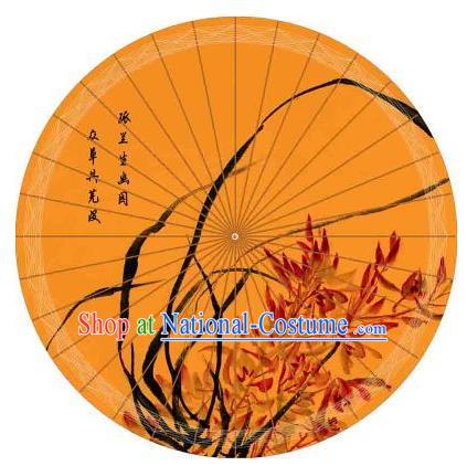 Chinese Traditional Paper Umbrella Folk Dance Painting Orchid Oil-paper Umbrella Handmade Umbrella