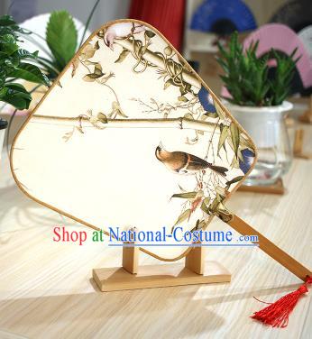 Chinese Traditional Printing Bamboo Birds Fans Handmade Square Fan China Ancient Palace Dance Fans