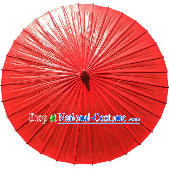 Chinese Traditional Artware Paper Umbrella Folk Dance Pure Red Oil-paper Umbrella Handmade Umbrella