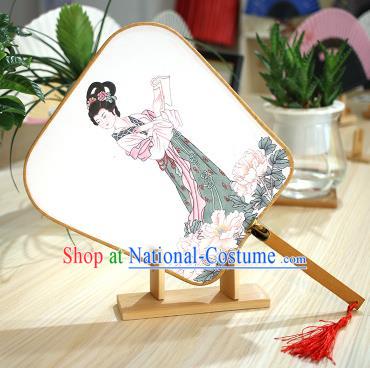 Chinese Traditional Printing Hanfu Fans Handmade Square Fan China Ancient Palace Dance Fans