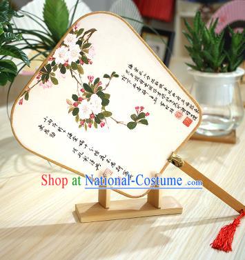 Chinese Traditional Printing Peach Blossom Fans Handmade Square Fan China Ancient Palace Dance Fans