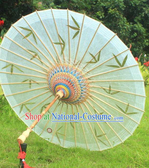 Chinese Traditional Artware Paper Umbrella Classical Dance Printing Bamboo Leaf Oil-paper Umbrella Handmade Umbrella