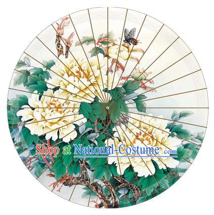 Chinese Traditional Artware Printing Peony Paper Umbrella Classical Dance Oil-paper Umbrella Handmade Umbrella