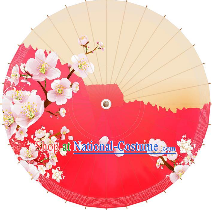 Chinese Traditional Artware Wedding Paper Umbrella Printing Peach Blossom Oil-paper Umbrella Handmade Umbrella