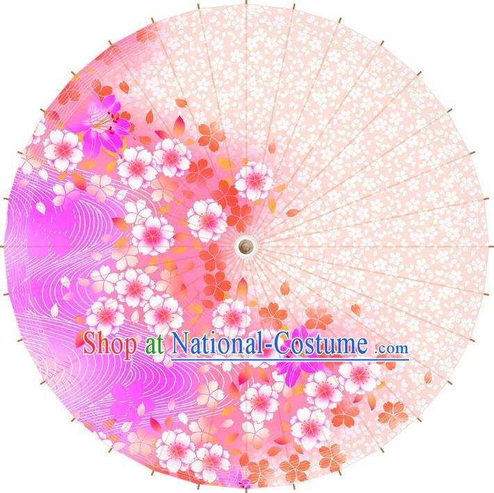 Chinese Traditional Artware Paper Umbrella Printing Cherry Blossom Oil-paper Umbrella Handmade Umbrella