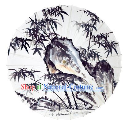 Chinese Traditional Artware Ink Wash Painting Bamboo Leaf Paper Umbrella Oil-paper Umbrella Handmade Umbrella